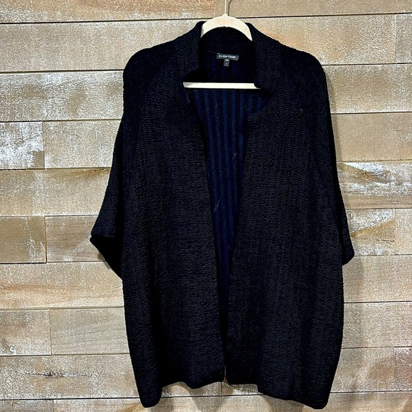 Eileen Fisher system silk Sheen Jacquard Black Stand Collar size Small - Picture 1 of 7